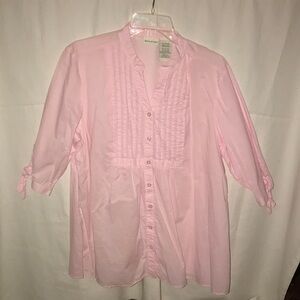 White Stag Women’s Light Pink pleated Blouse 3/4 Sleeves - Size XL 16/18